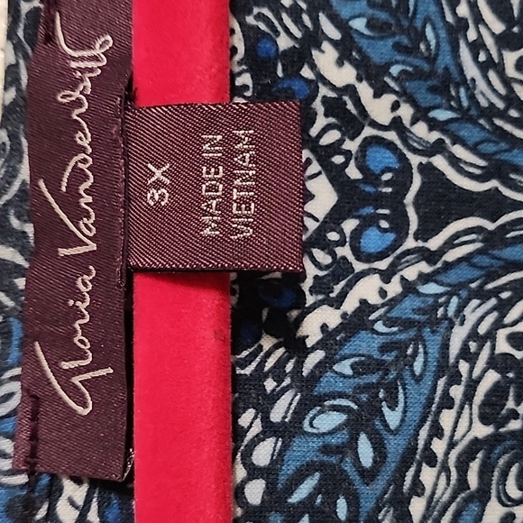 Blue Patterned Women's Top Gloria Vanderbilt 3X - Picture 3 of 7